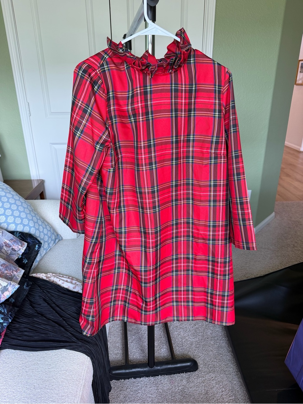 Tuckernuck Red Plaid Ruffle-Neck Dress